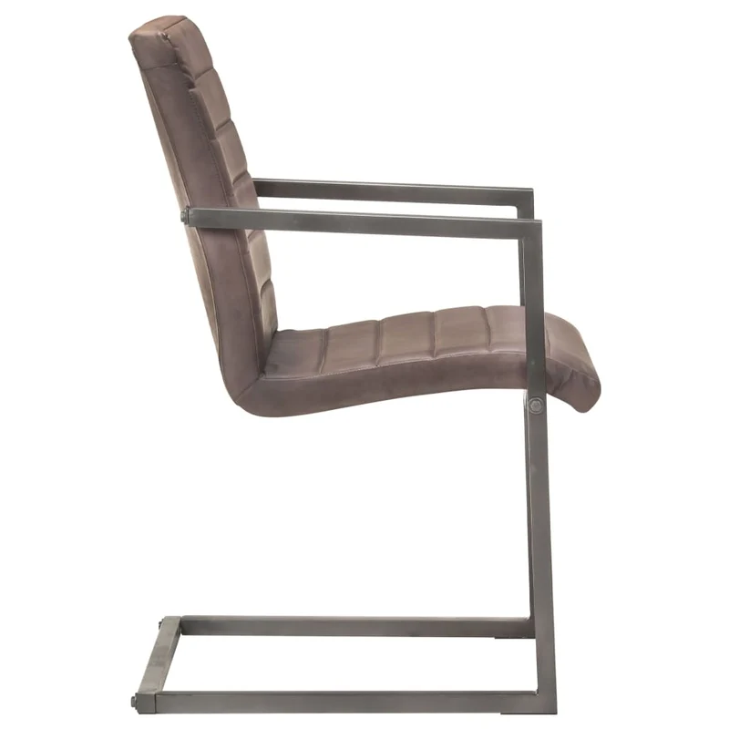 Lot de 2 chaises de salle à manger cuisine cantilever design rétro cuir marron véritable CDS020346