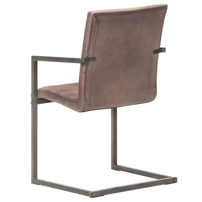 Lot de 2 chaises de salle à manger cuisine cantilever design rétro cuir marron véritable CDS020346