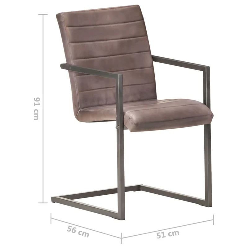 Lot de 2 chaises de salle à manger cuisine cantilever design rétro cuir marron véritable CDS020346