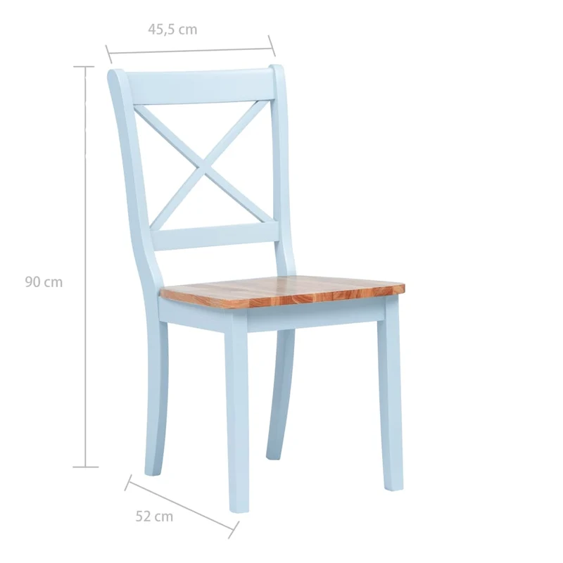 Lot de 2 chaises de salle à manger cuisine design classique bois clair bois d'hévéa massif gris CDS020516
