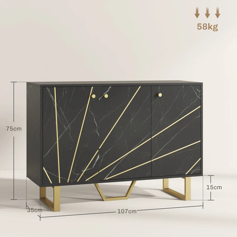 Buffet de rangement salon 107 x 35 x 75 cm rangement spacieux étagères réglables moderne en panneau de particules noir 21_0003417