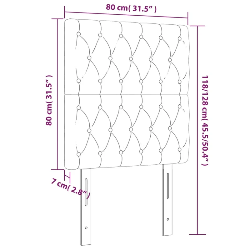 Tête de lit accessoire couchage chambre à coucher meuble à LED 80 x 7 x 118/128 cm tissu gris clair TDL0201264