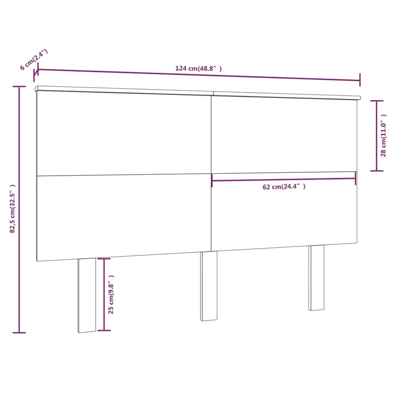Tête de lit accessoire couchage chambre à coucher meuble 124 x 6 x 82,5 cm bois de pin noir TDL0202348