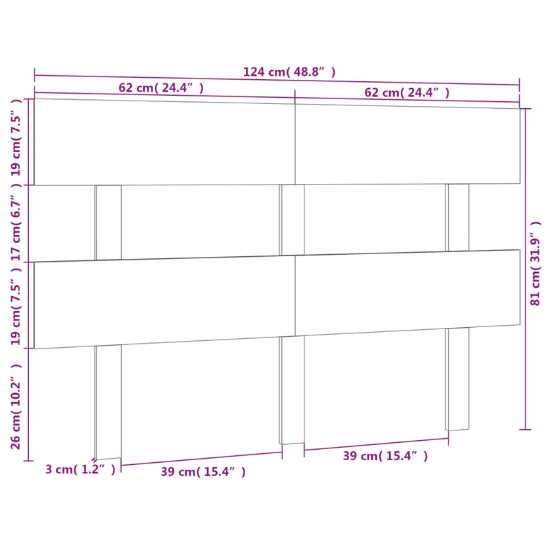 Tête de lit accessoire couchage chambre à coucher meuble 124 x 3 x 81 cm bois de pin noir TDL0202349