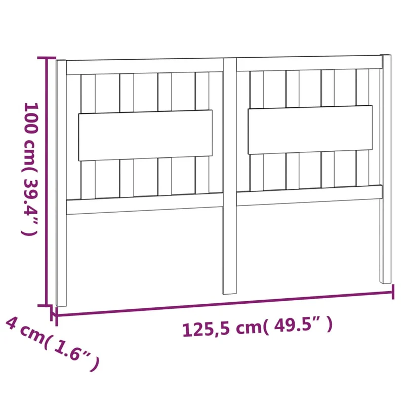 Tête de lit accessoire couchage chambre à coucher meuble 125,5 x 4 x 100 cm bois de pin noir TDL0202340