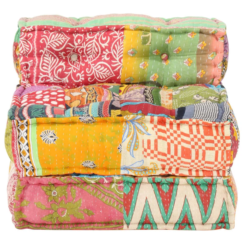 Coussin de sol pouf modulaire chaise longue en tissu Patchwork 60x70x51 cm DEC021298