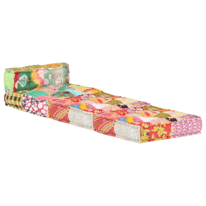 Coussin de sol pouf modulaire chaise longue en tissu Patchwork 60x70x51 cm DEC021298