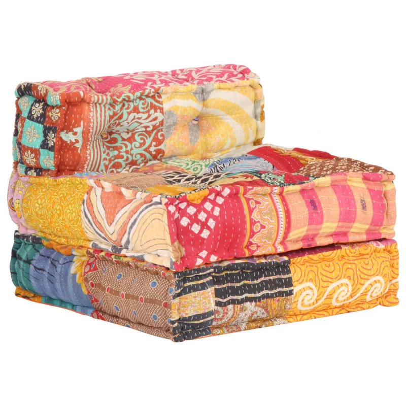 Coussin de sol pouf modulaire chaise longue en tissu Patchwork 60x70x51 cm DEC021298