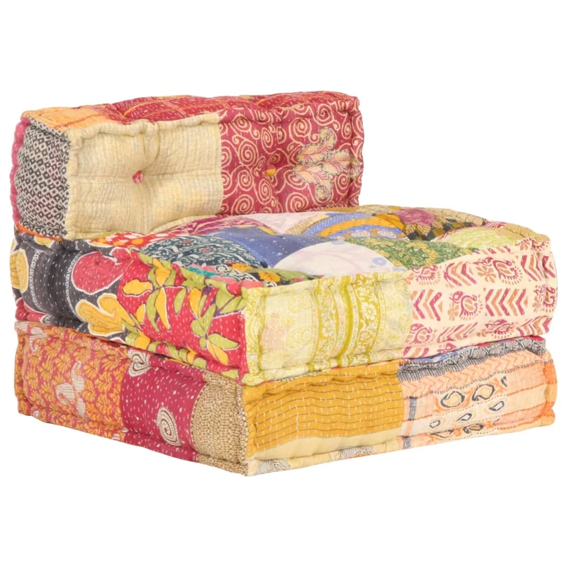 Coussin de sol pouf modulaire chaise longue en tissu Patchwork 60x70x51 cm DEC021298