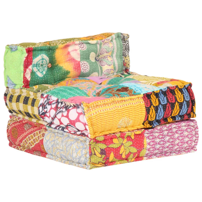 Coussin de sol pouf modulaire chaise longue en tissu Patchwork 60x70x51 cm DEC021298