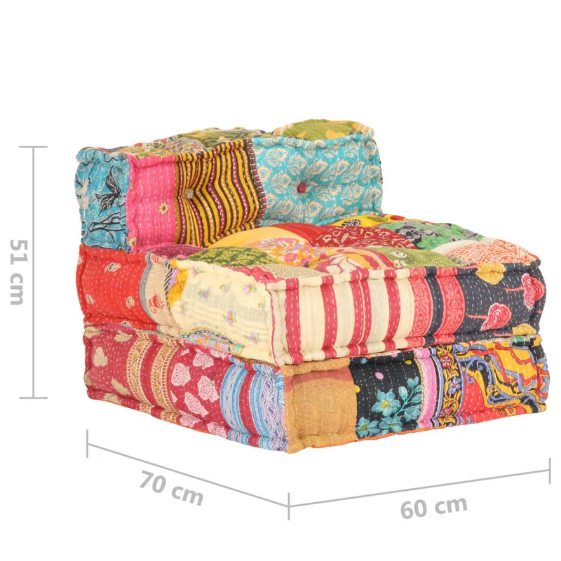 Coussin de sol pouf modulaire chaise longue en tissu Patchwork 60x70x51 cm DEC021298