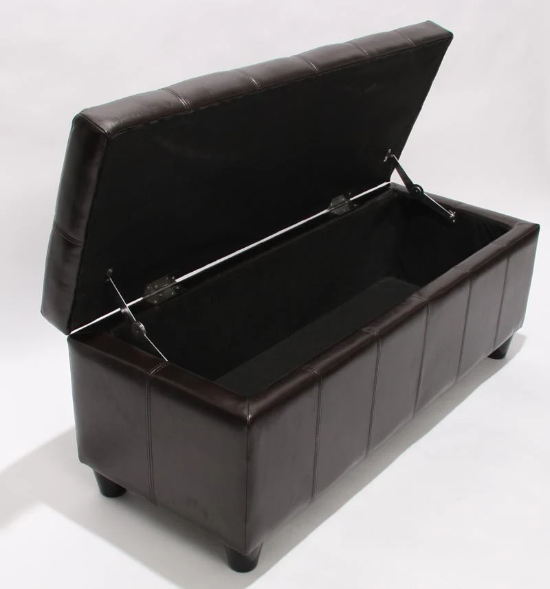 Banc banquette de rangement cuir reconstitué marron 112x45x45cm BAN04013