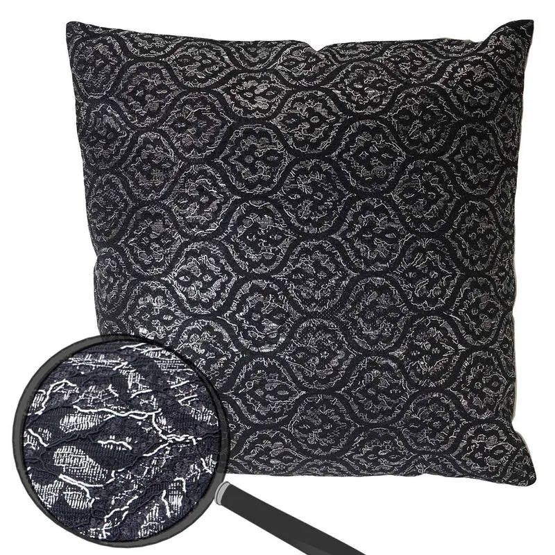 Coussin noir/gris brillant 45x45 cm déhoussable DEC04071