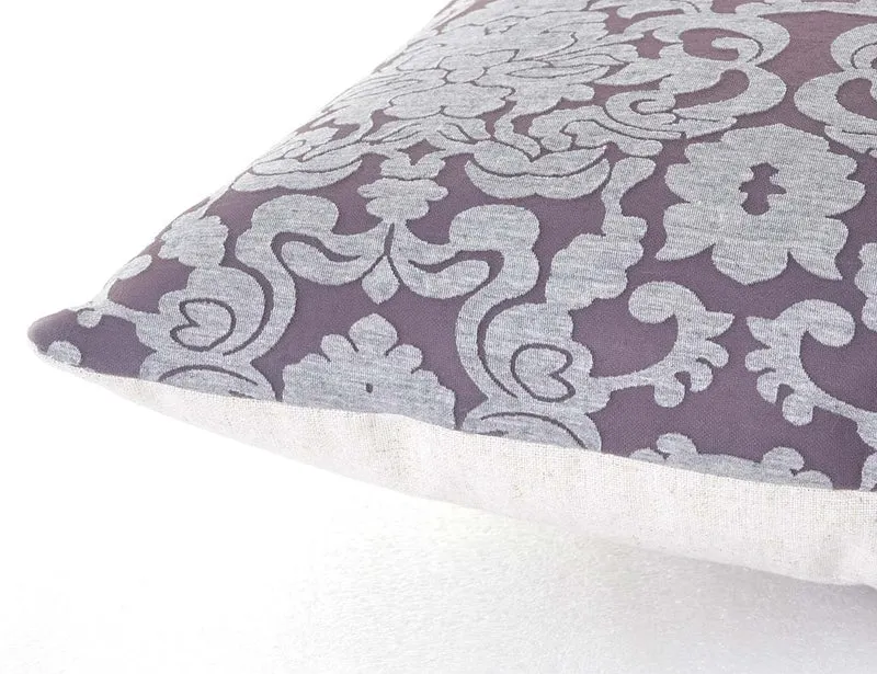 Coussin violet style baroque 45x45 cm déhoussable DEC04081