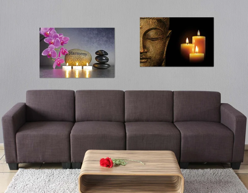 Toile de décoration murale x2 LED tableau illuminé motif bouddha DEC04016