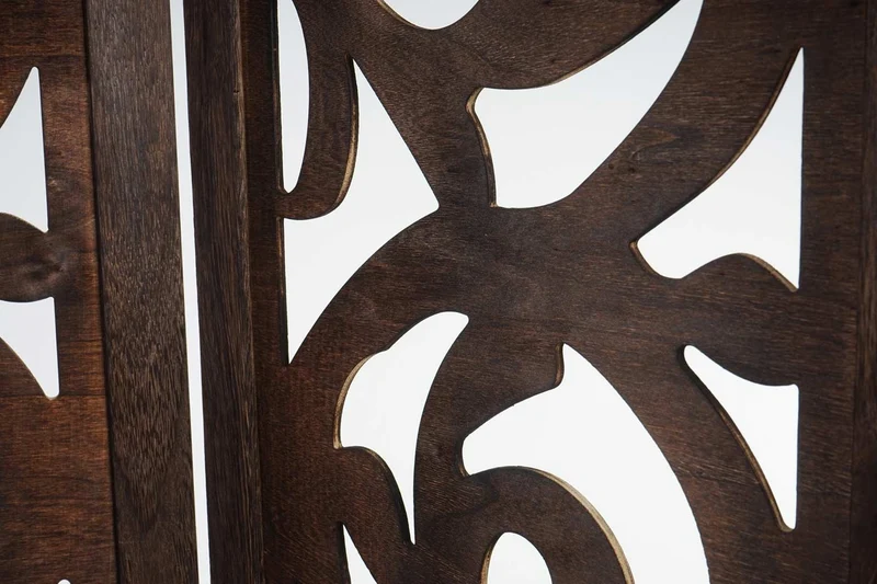 Paravent 4 panneaux en bois marron 170x160cm PAR04033