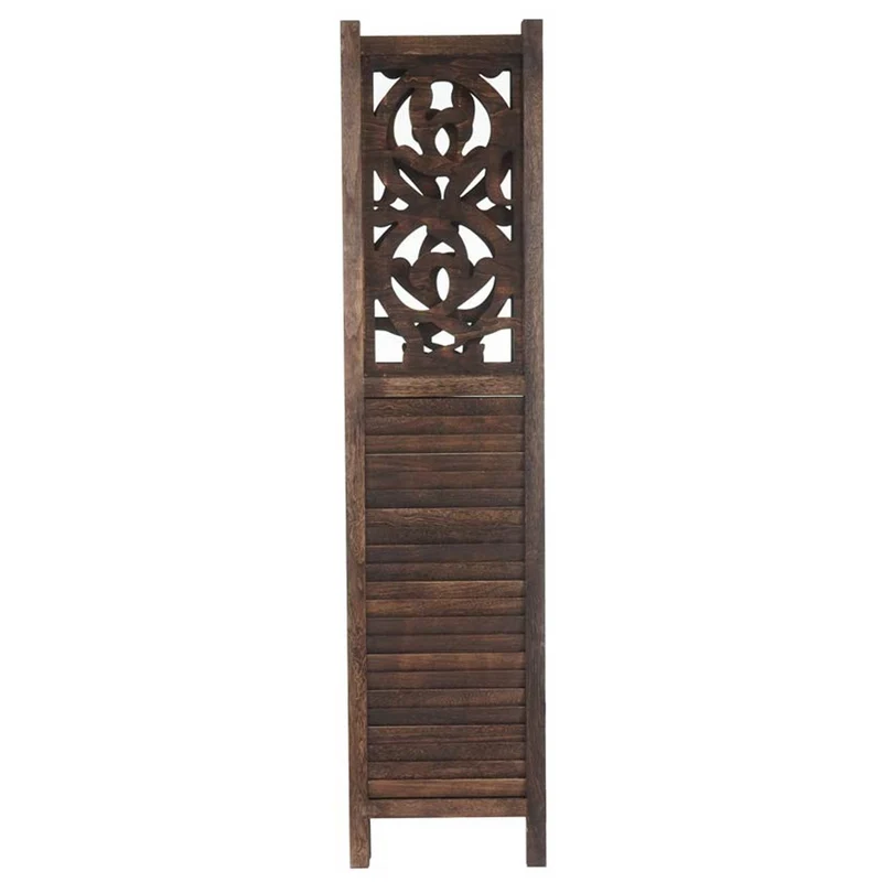 Paravent 4 panneaux en bois marron 170x160cm PAR04033