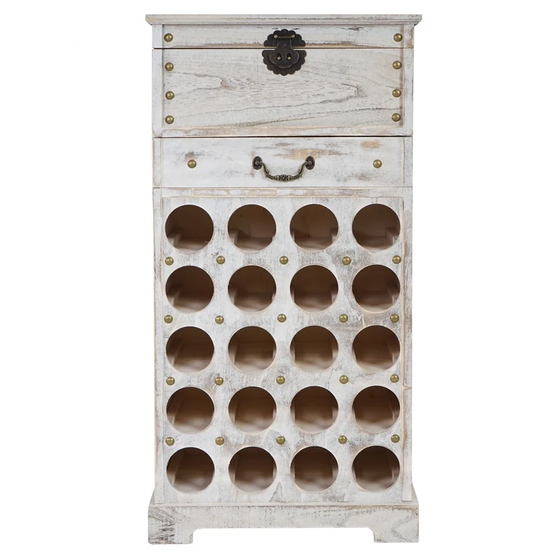 Etagère à vin pour 20 bouteilles blanc vieilli 94x48x31cm ETA04029