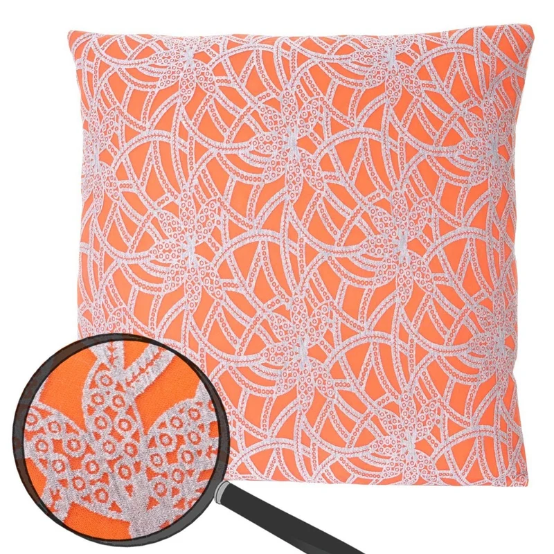 Coussin orange style baroque 45x45 cm déhoussable DEC04075
