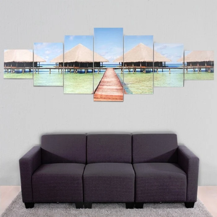 Toile de décoration murale kit de 7 pièces 245x87cm motif plage DEC04040