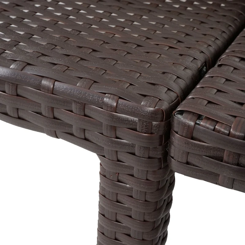 Transat chaise longue de jardin en poly-rotin marron coussin MDJ04131