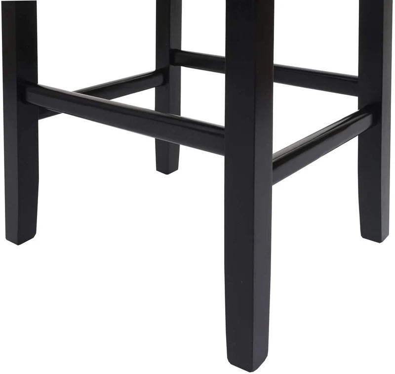 Lot de 2 tabourets de bar en cuir crème pieds foncés avec repose pieds TDB04002