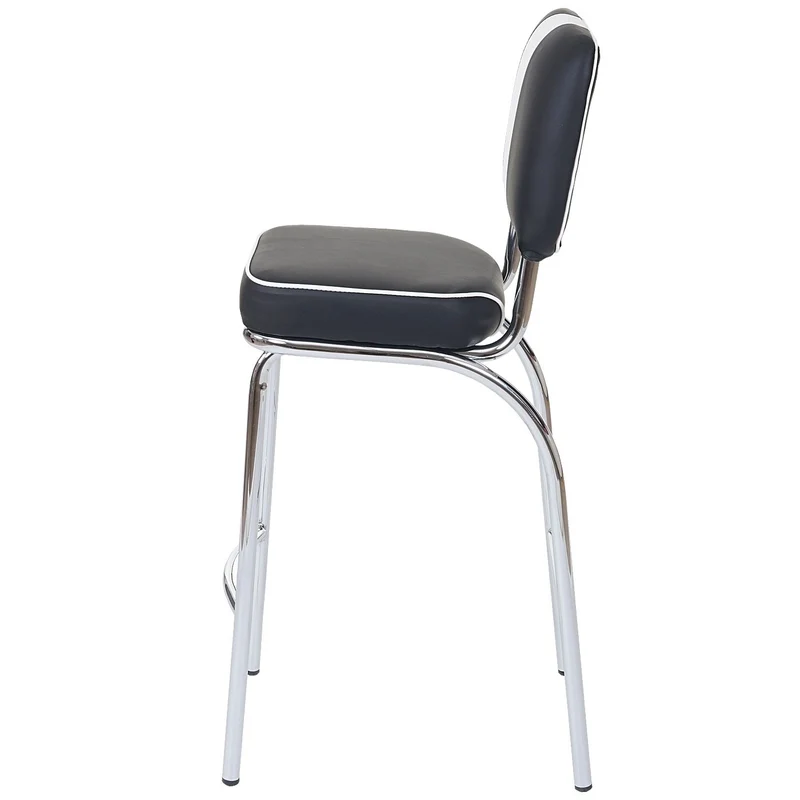 Set de 2 tabourets de bar en synthétique noir et blanc et métal design rétro TDB04025
