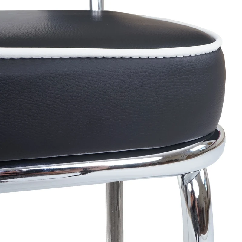 Set de 2 tabourets de bar en synthétique noir et blanc et métal design rétro TDB04025
