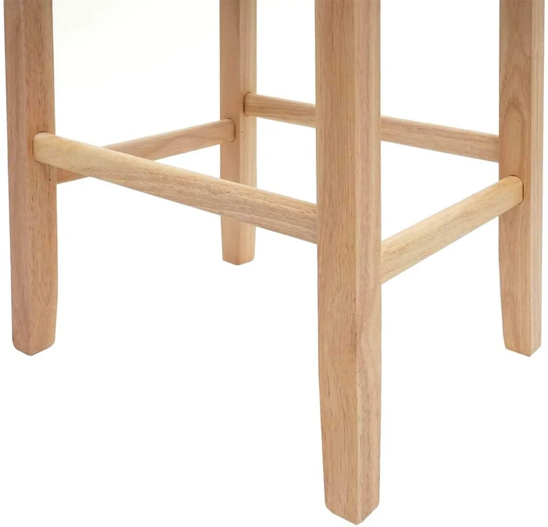 Lot de 2 tabourets de bar en cuir crème pieds clairs avec repose pieds TDB04003