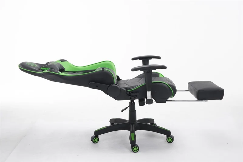 Fauteuil de bureau ergonomique dossier réglable avec repose-pieds synthétique noir/vert BUR10134