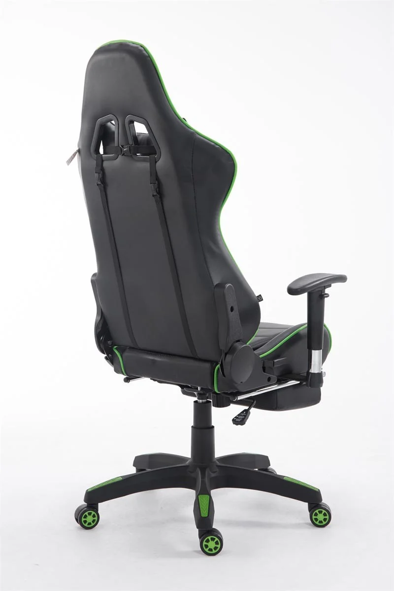 Fauteuil de bureau ergonomique dossier réglable avec repose-pieds synthétique noir/vert BUR10134