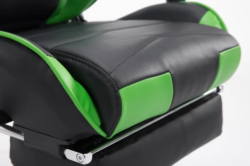 Fauteuil de bureau ergonomique dossier réglable avec repose-pieds synthétique noir/vert BUR10134