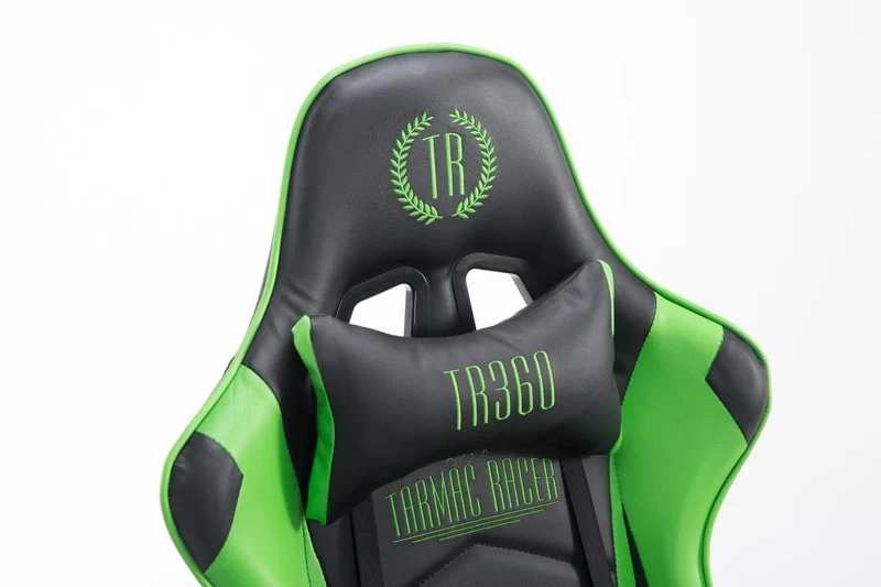 Fauteuil de bureau ergonomique dossier réglable avec repose-pieds synthétique noir/vert BUR10134