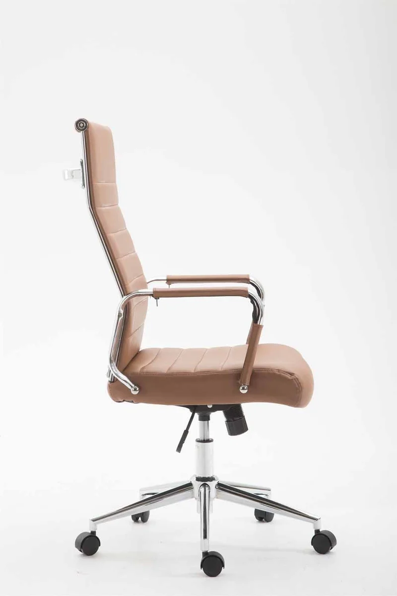 Fauteuil de bureau en synthétique marron avec assise rembourrée pivotant BUR10242