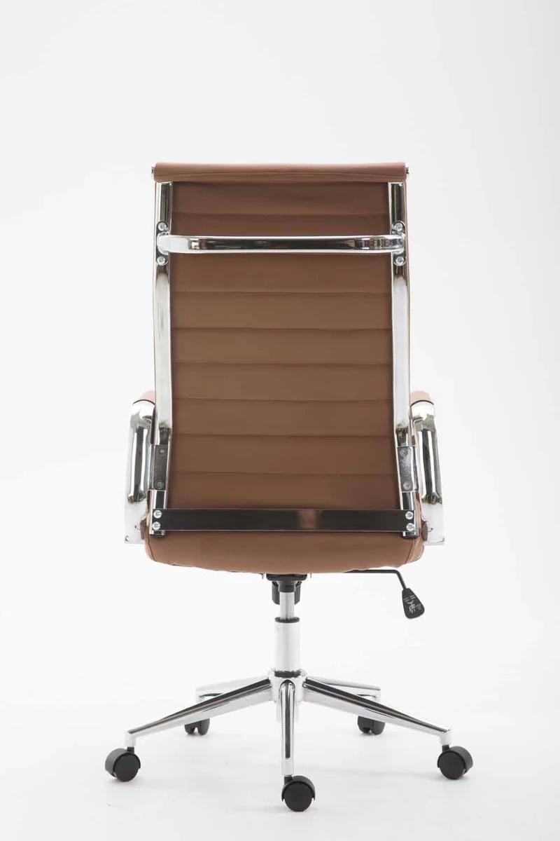 Fauteuil de bureau en synthétique marron avec assise rembourrée pivotant BUR10242