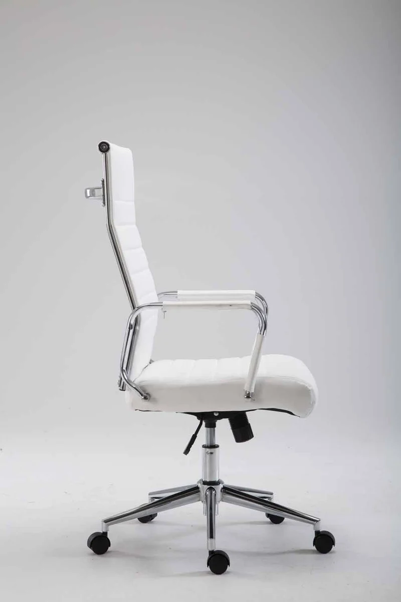 Fauteuil de bureau en synthétique blanc avec assise rembourrée pivotant BUR10240