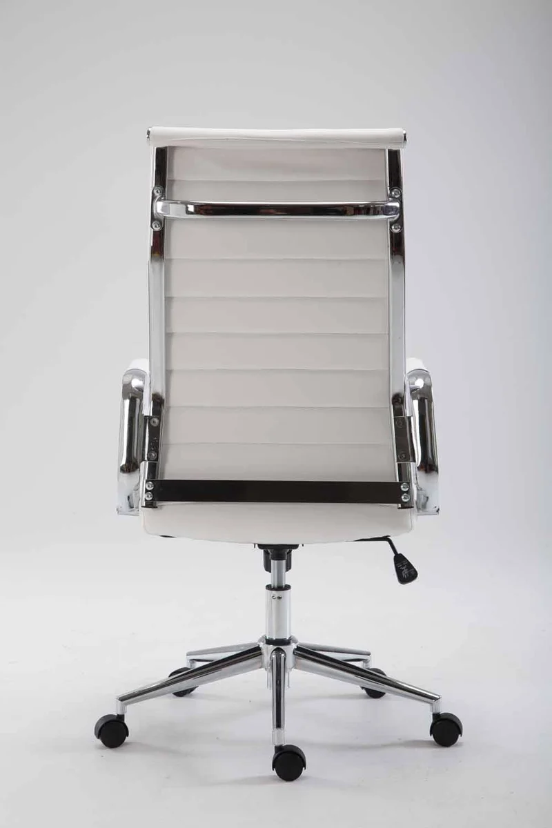 Fauteuil de bureau en synthétique blanc avec assise rembourrée pivotant BUR10240