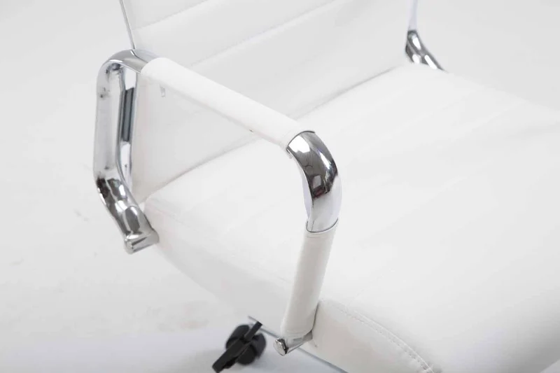 Fauteuil de bureau en synthétique blanc avec assise rembourrée pivotant BUR10240