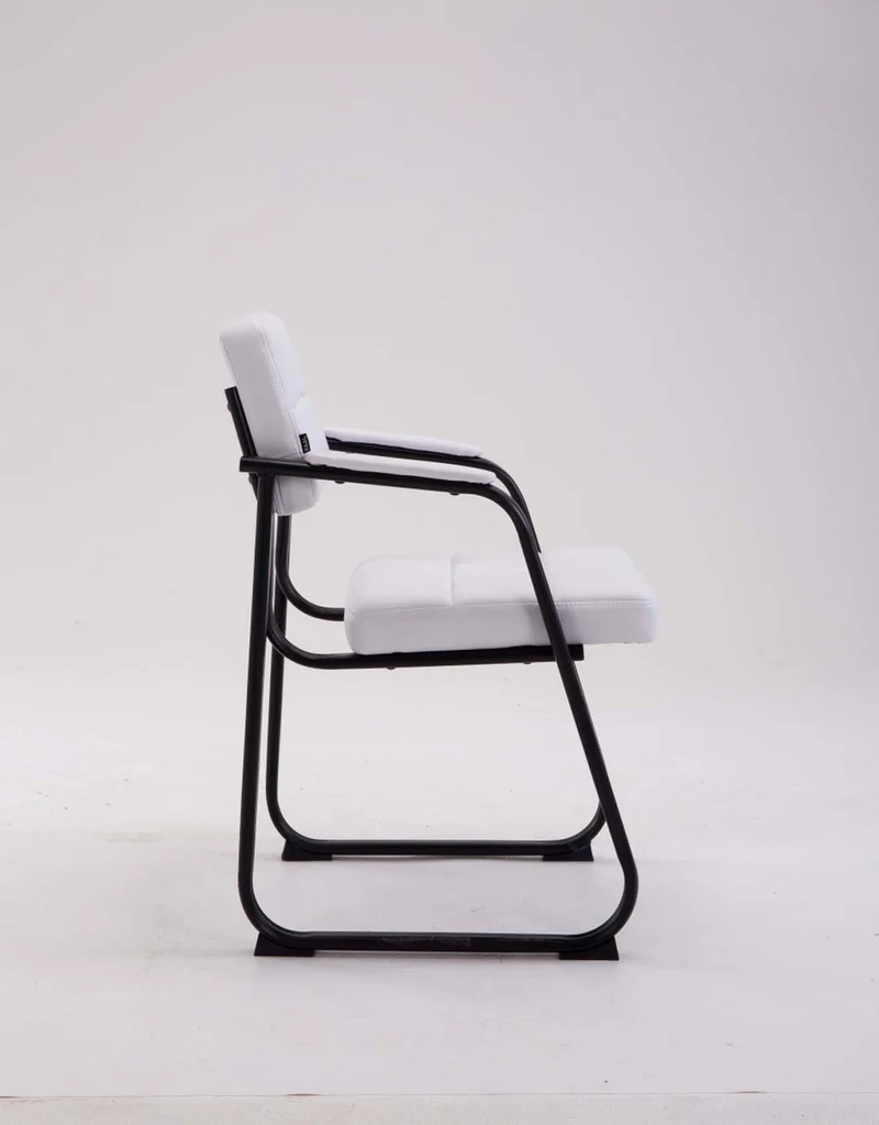 Chaise visiteur fauteuil de bureau sans roulette synthétique blanc BUR10231
