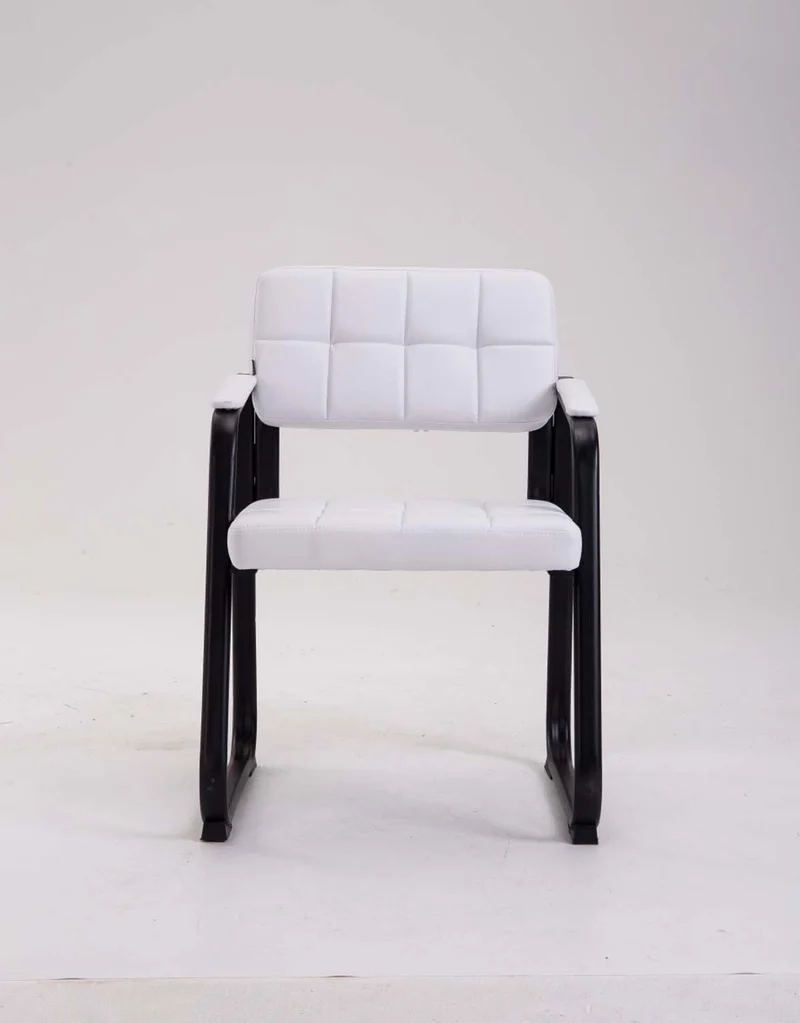 Chaise visiteur fauteuil de bureau sans roulette synthétique blanc BUR10231