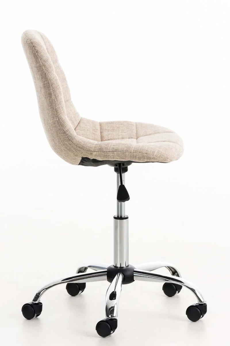 Tabouret chaise de bureau pivotante hauteur réglable tissu crème TABO10006