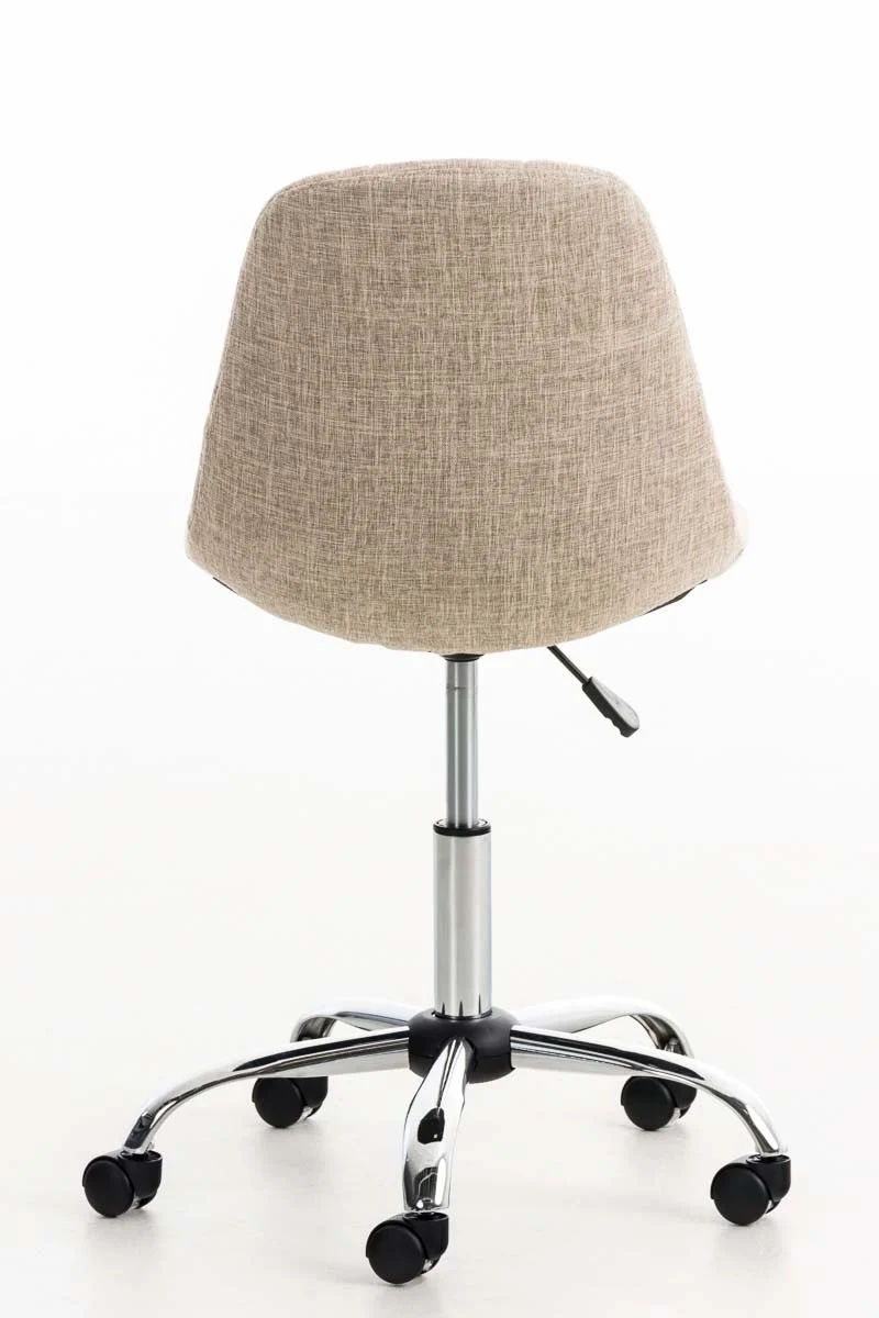 Tabouret chaise de bureau pivotante hauteur réglable tissu crème TABO10006