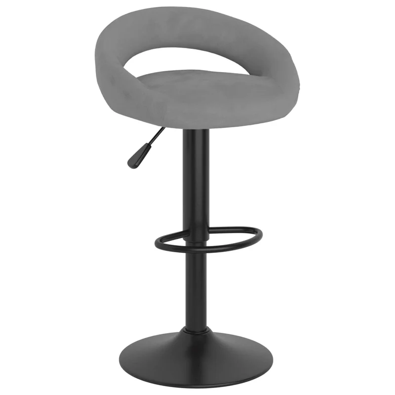 Lot de 2 tabourets de bar chaises hautes en velours gris clair et acier DEC029700