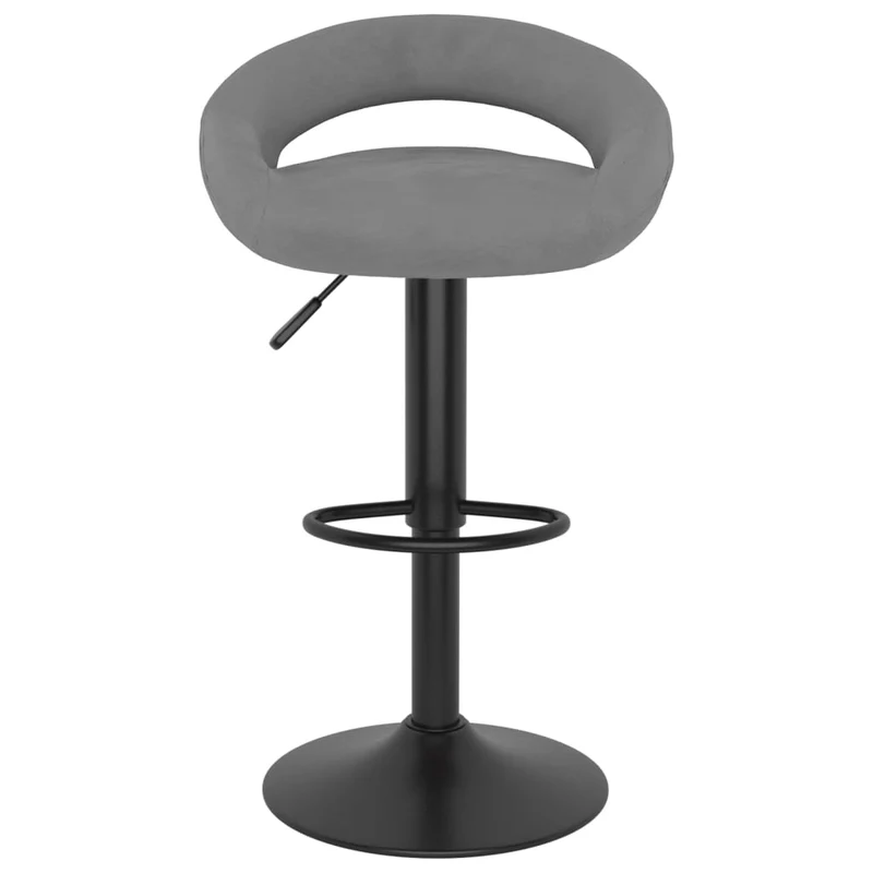 Lot de 2 tabourets de bar chaises hautes en velours gris clair et acier DEC029700