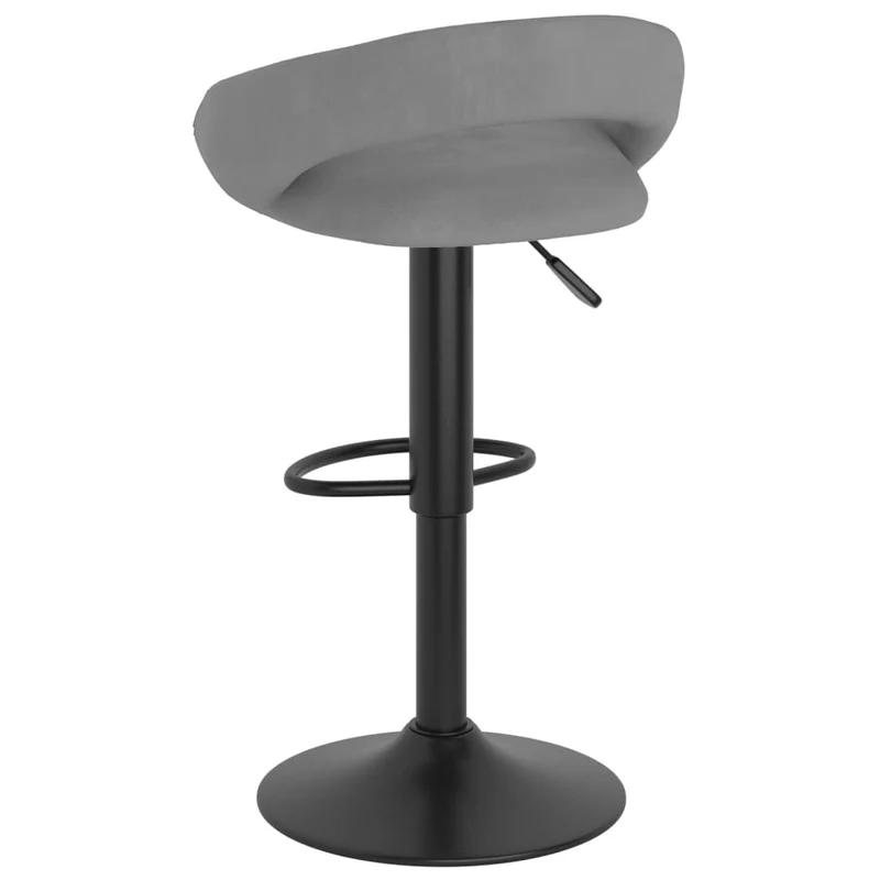 Lot de 2 tabourets de bar chaises hautes en velours gris clair et acier DEC029700