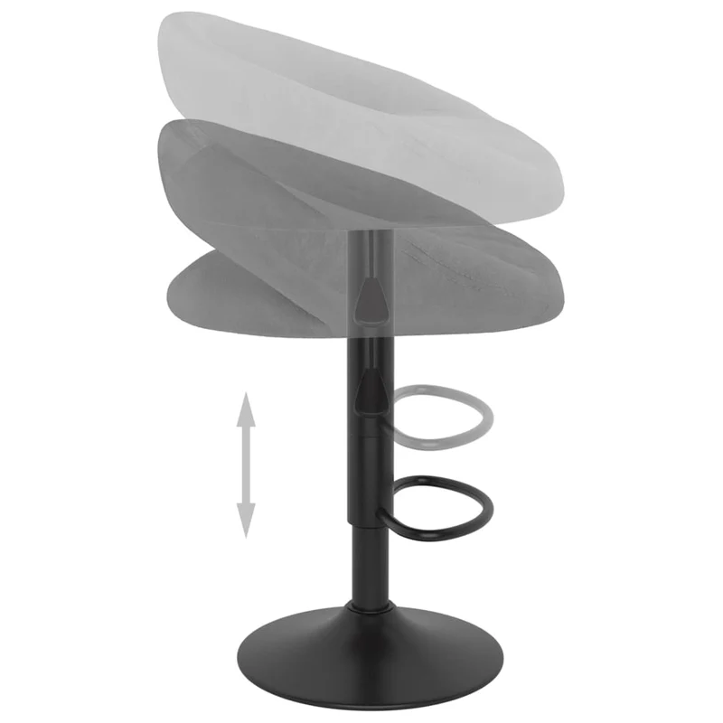 Lot de 2 tabourets de bar chaises hautes en velours gris clair et acier DEC029700