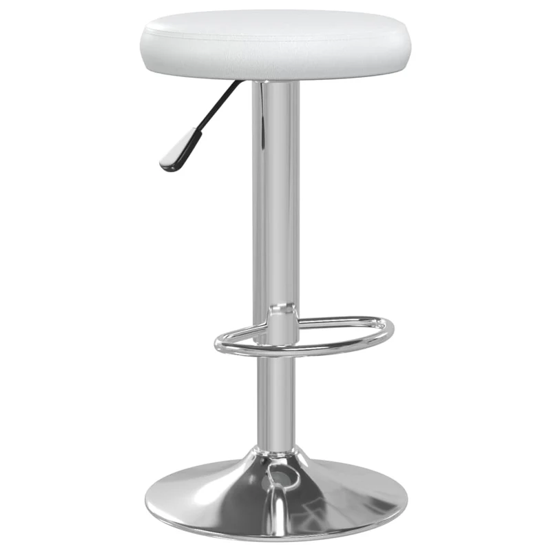 Lot de 2 tabourets de bar chaises hautes en PVC blanc et acier DEC029617