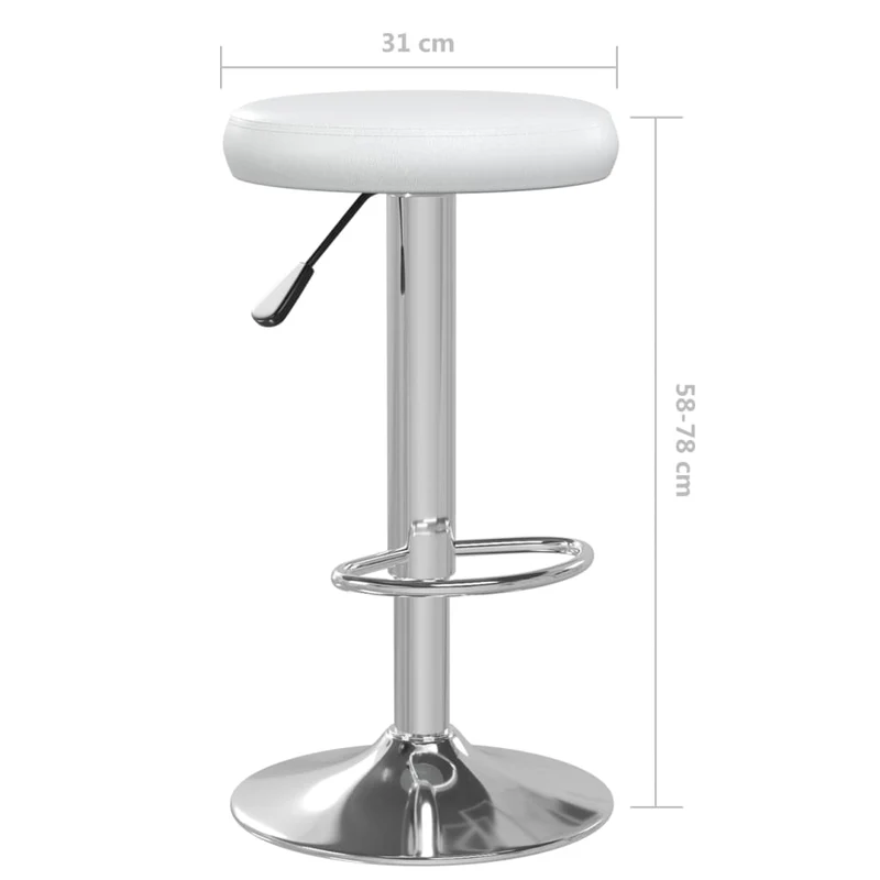 Lot de 2 tabourets de bar chaises hautes en PVC blanc et acier DEC029617
