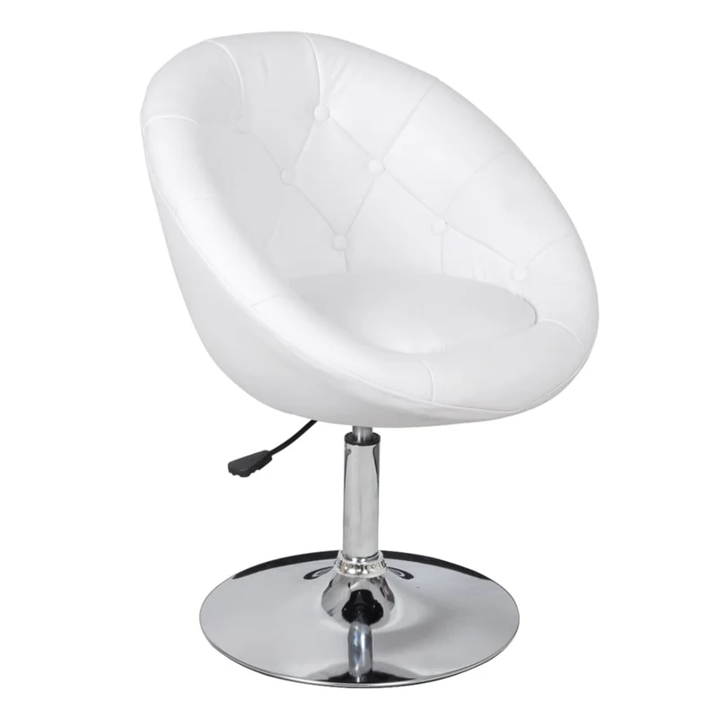 Lot de 2 fauteuils lounge chaises hautes forme oeuf en PVC blanc et acier DEC029616