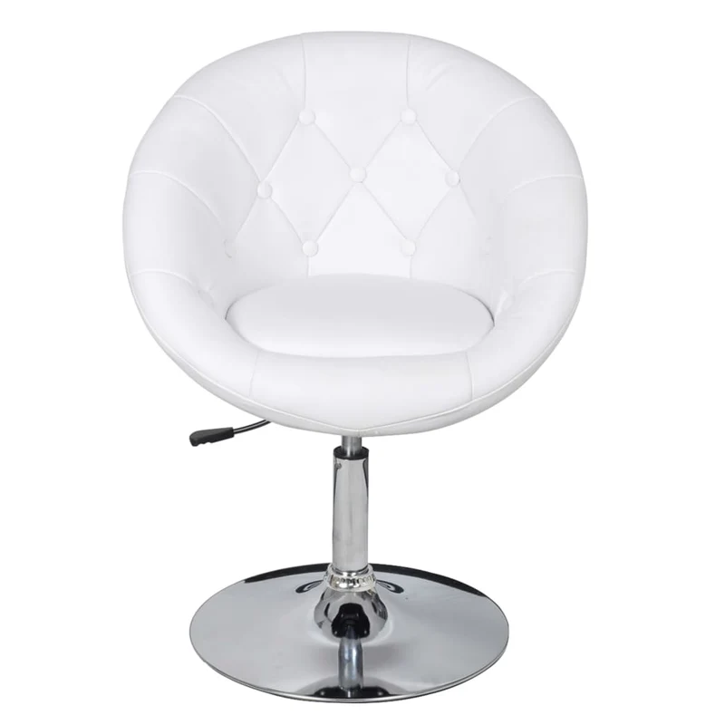 Lot de 2 fauteuils lounge chaises hautes forme oeuf en PVC blanc et acier DEC029616